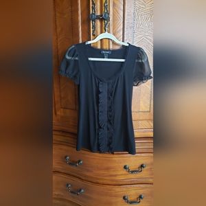 White House Black Market Black Short Sleeve Blouse Size XS